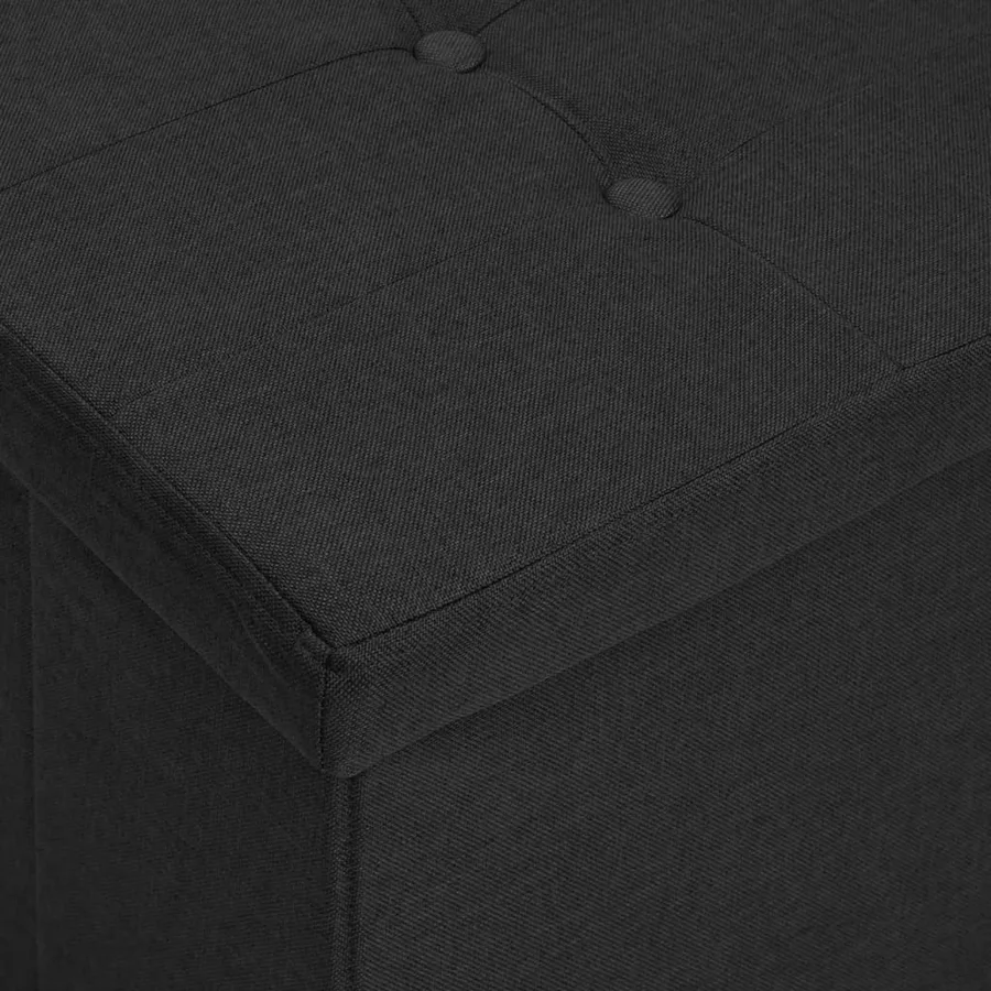 Banc de rangement pliable Noir Faux lin - 6