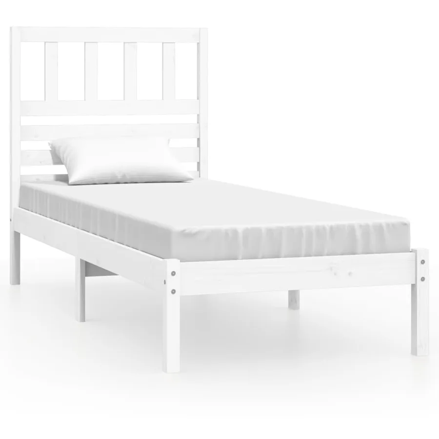 Cadre de lit sans matelas blanc 75x190 cm bois de pin massif - 2