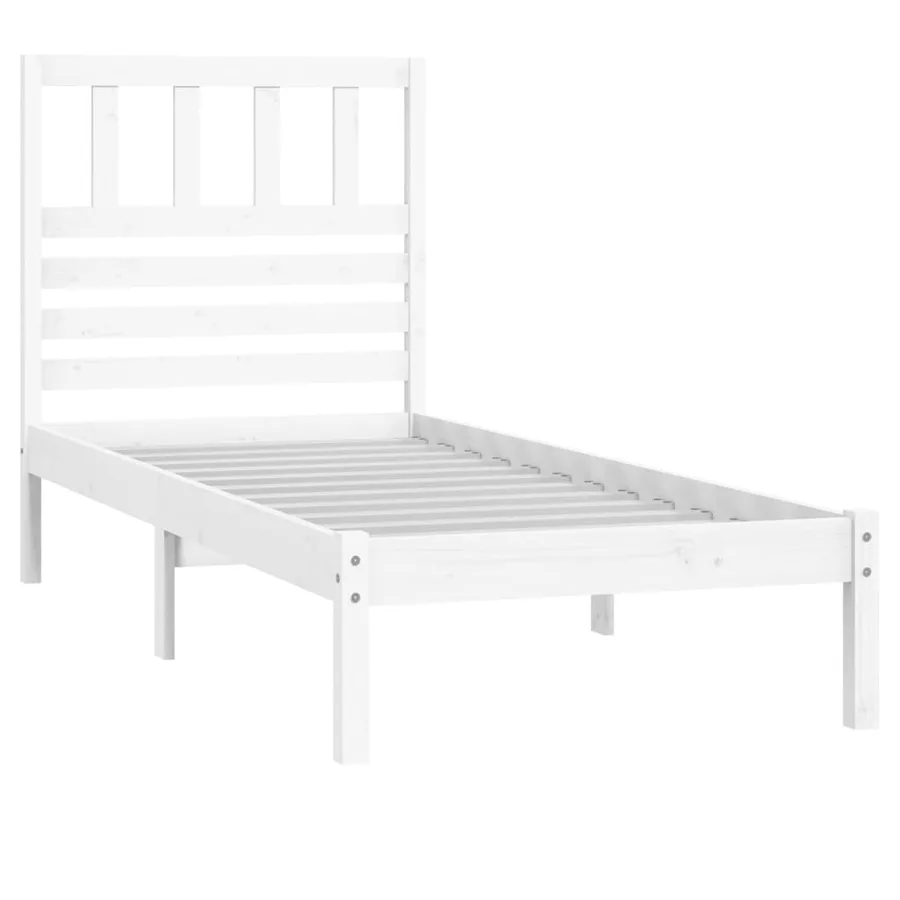 Cadre de lit sans matelas blanc 75x190 cm bois de pin massif - 3