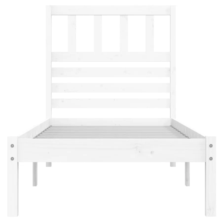 Cadre de lit sans matelas blanc 75x190 cm bois de pin massif - 4