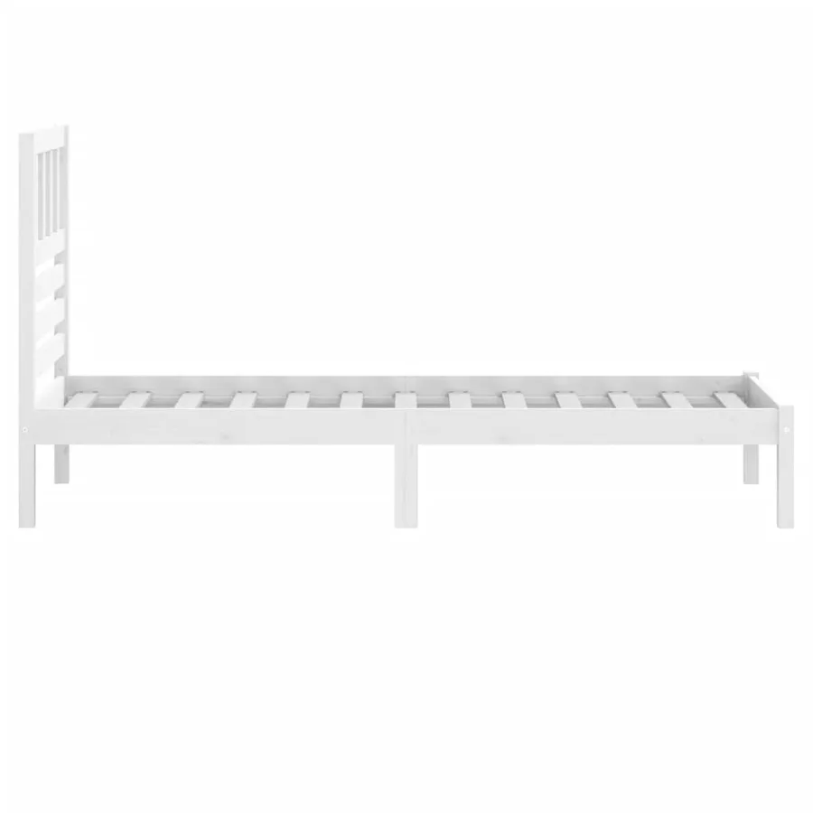 Cadre de lit sans matelas blanc 75x190 cm bois de pin massif - 5
