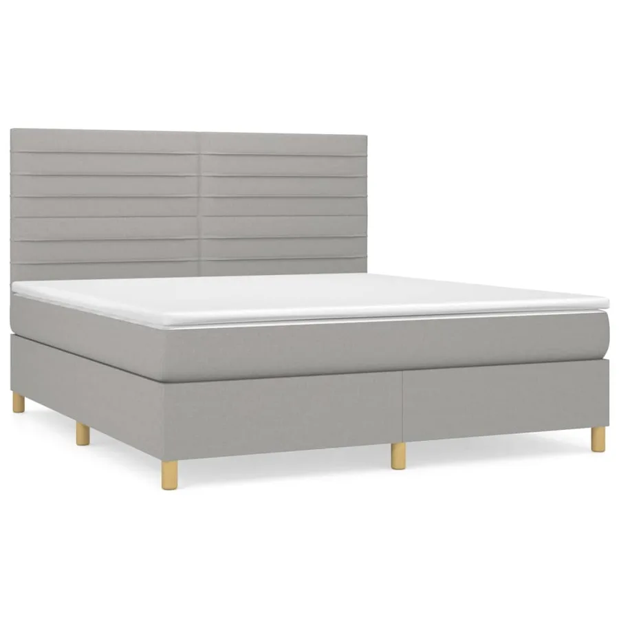 Sommier à lattes de lit avec matelas Gris clair 160x200cm Tissu - 2