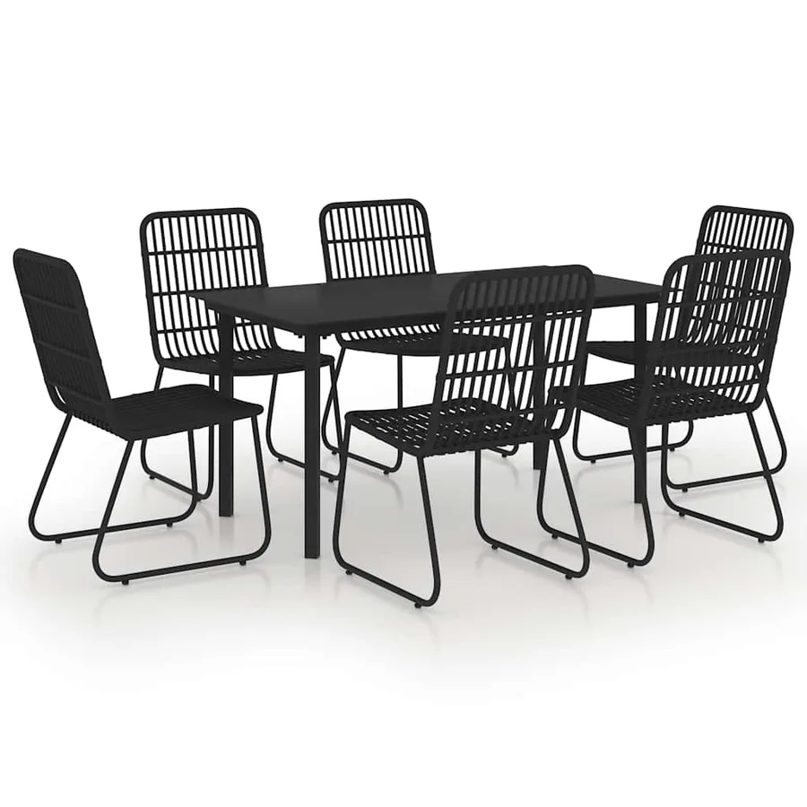 Ensemble à manger d'extérieur 7 pcs résine tressée et verre - 2