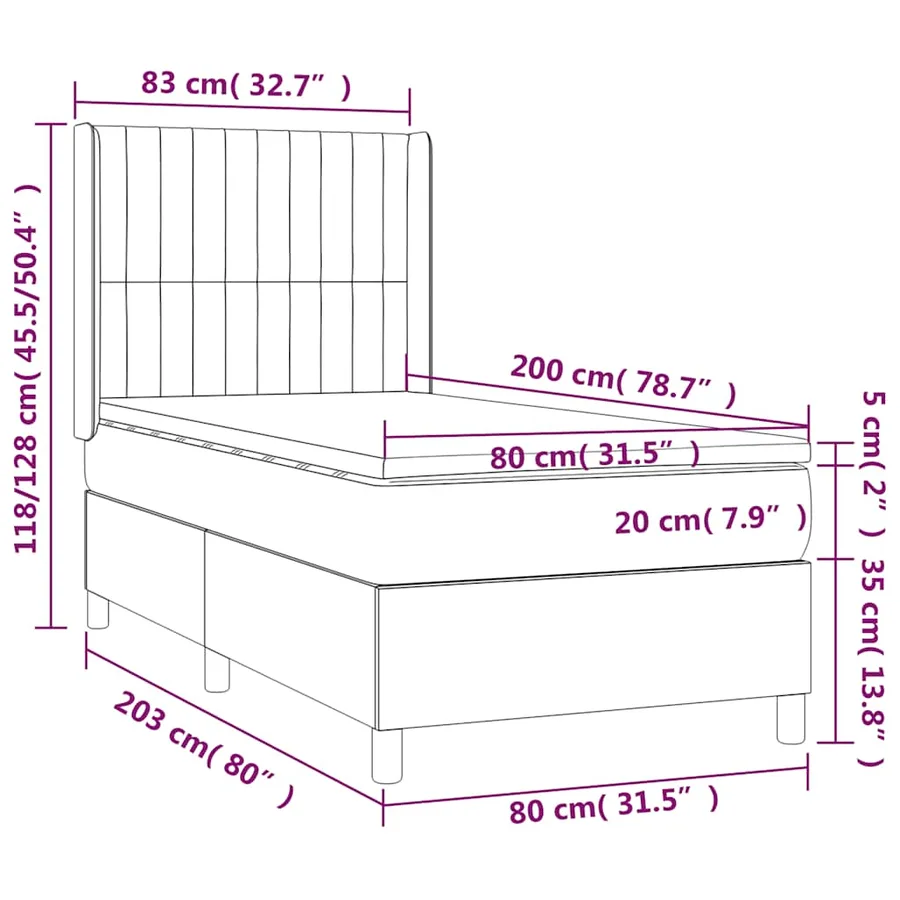 Sommier à lattes de lit et matelas Vert foncé 80x200 cm Velours - 8