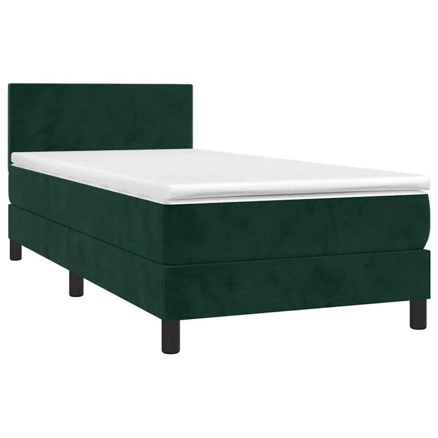 Sommier à lattes de lit avec matelas et LED Vert foncé 90x200cm - 3