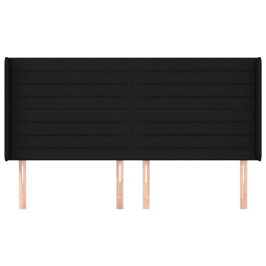 Tête de lit avec oreilles Noir 203x16x118/128 cm Tissu - 3
