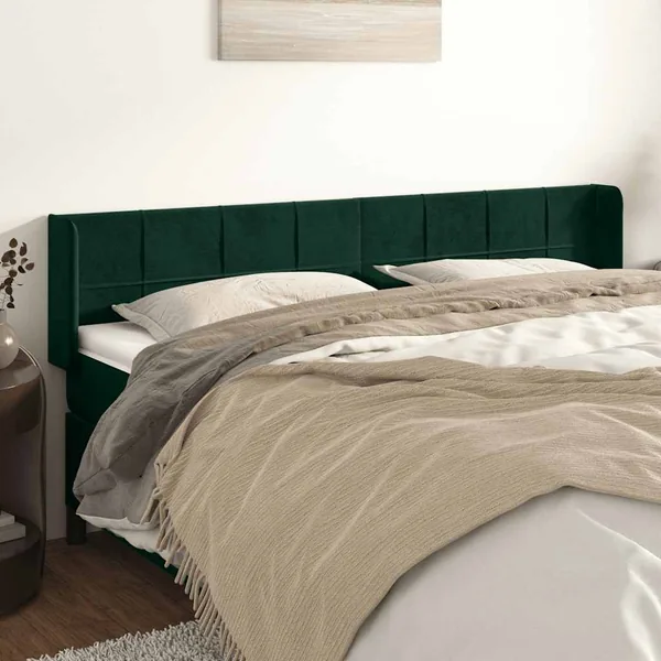 Tête de lit avec oreilles Vert foncé 183x16x78/88 cm Velours