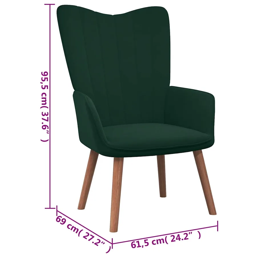 Chaise de relaxation avec repose-pied Vert foncé Velours - 11