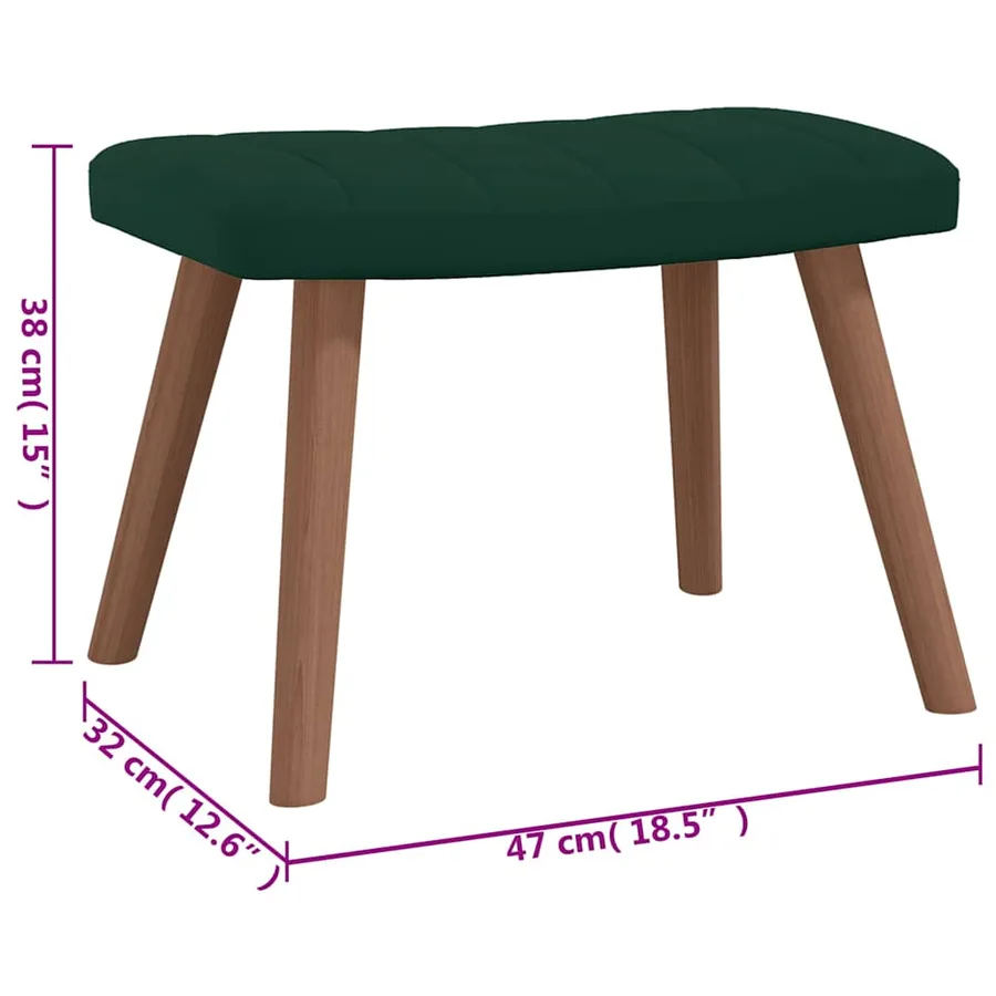 Chaise de relaxation avec repose-pied Vert foncé Velours - 12