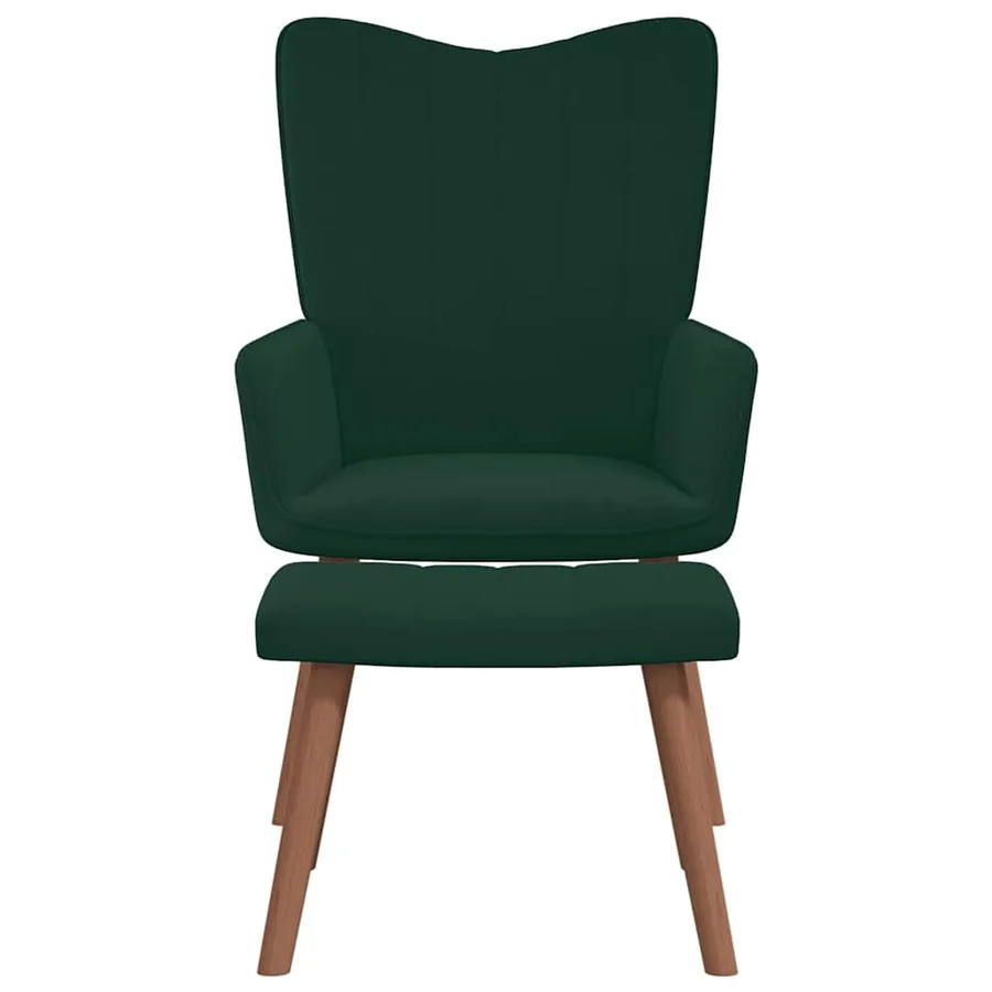 Chaise de relaxation avec repose-pied Vert foncé Velours - 2