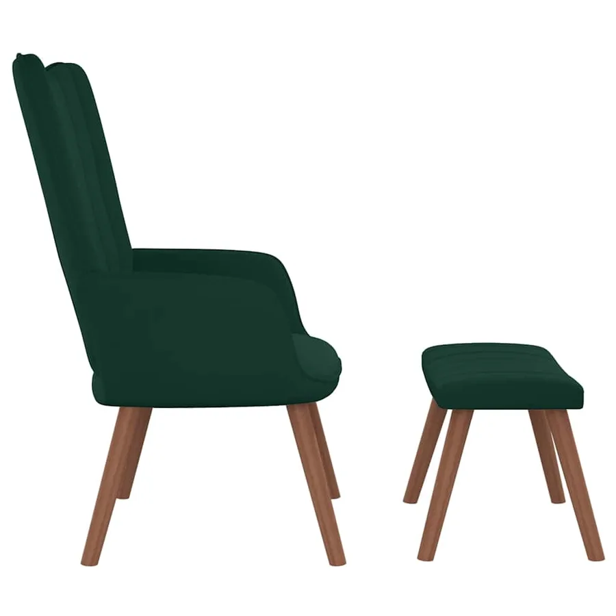 Chaise de relaxation avec repose-pied Vert foncé Velours - 3