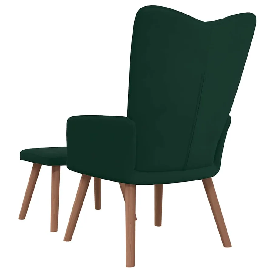 Chaise de relaxation avec repose-pied Vert foncé Velours - 4