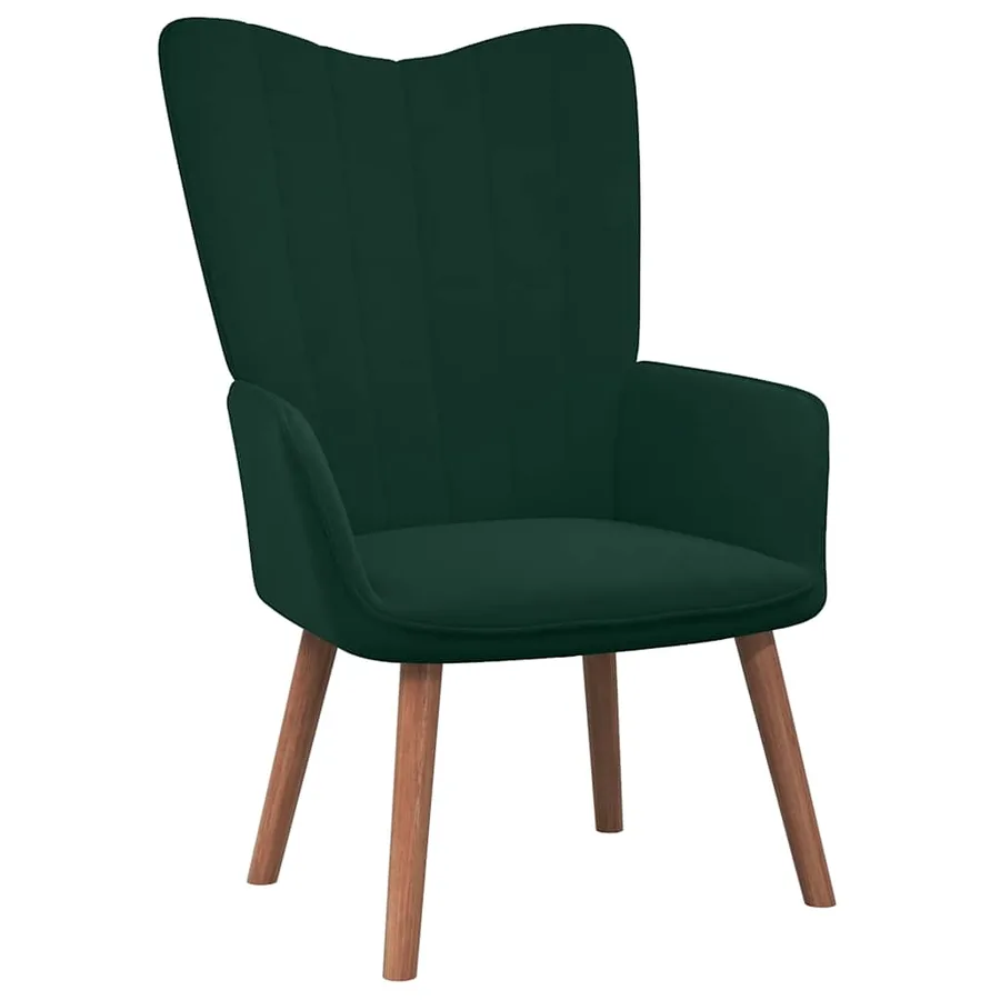 Chaise de relaxation avec repose-pied Vert foncé Velours - 5