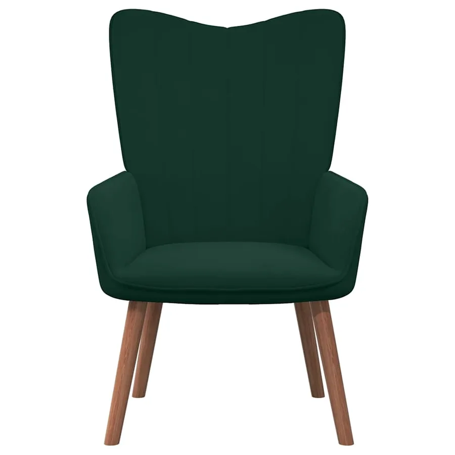 Chaise de relaxation avec repose-pied Vert foncé Velours - 6