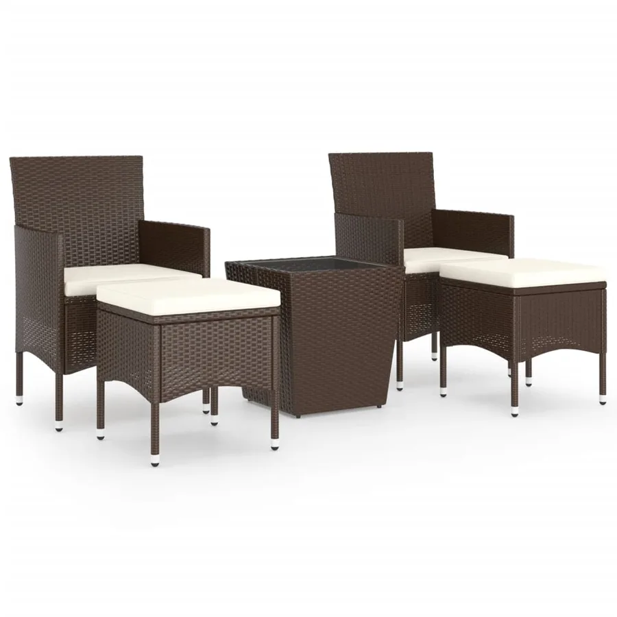 Ensemble de bistro de jardin 5 pcs poly rotin et verre trempé - 2
