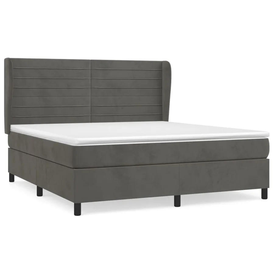Sommier à lattes de lit et matelas Gris foncé 160x200cm Velours - 2