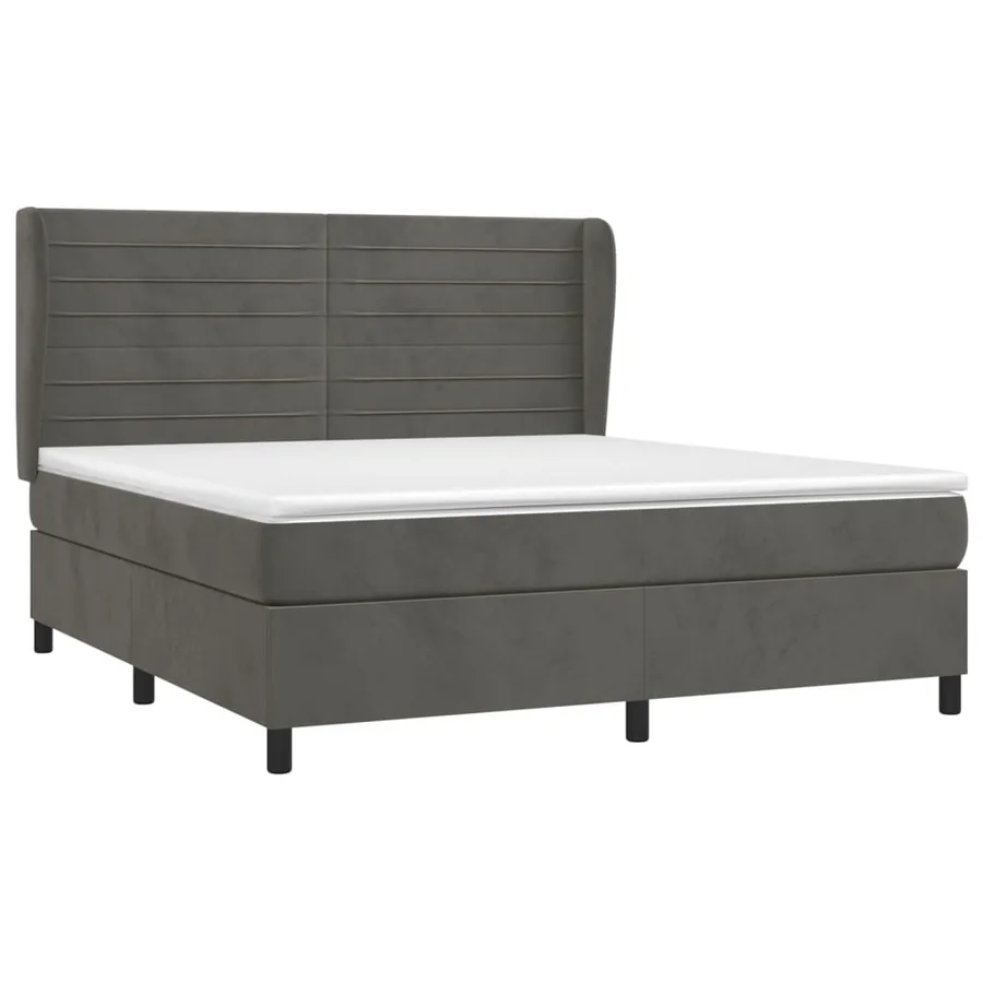 Sommier à lattes de lit et matelas Gris foncé 160x200cm Velours - 3