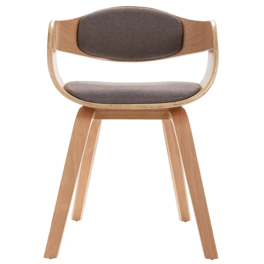 Chaises à manger lot de 6 bois courbé et tissu taupe - 4