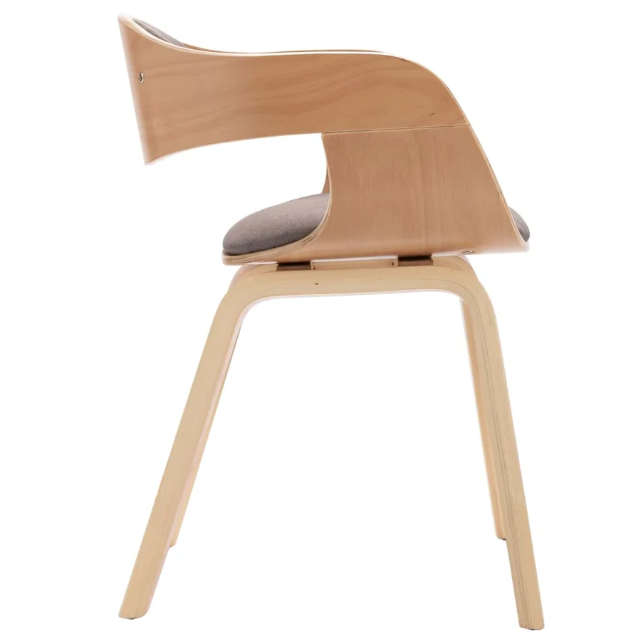 Chaises à manger lot de 6 bois courbé et tissu taupe - 5