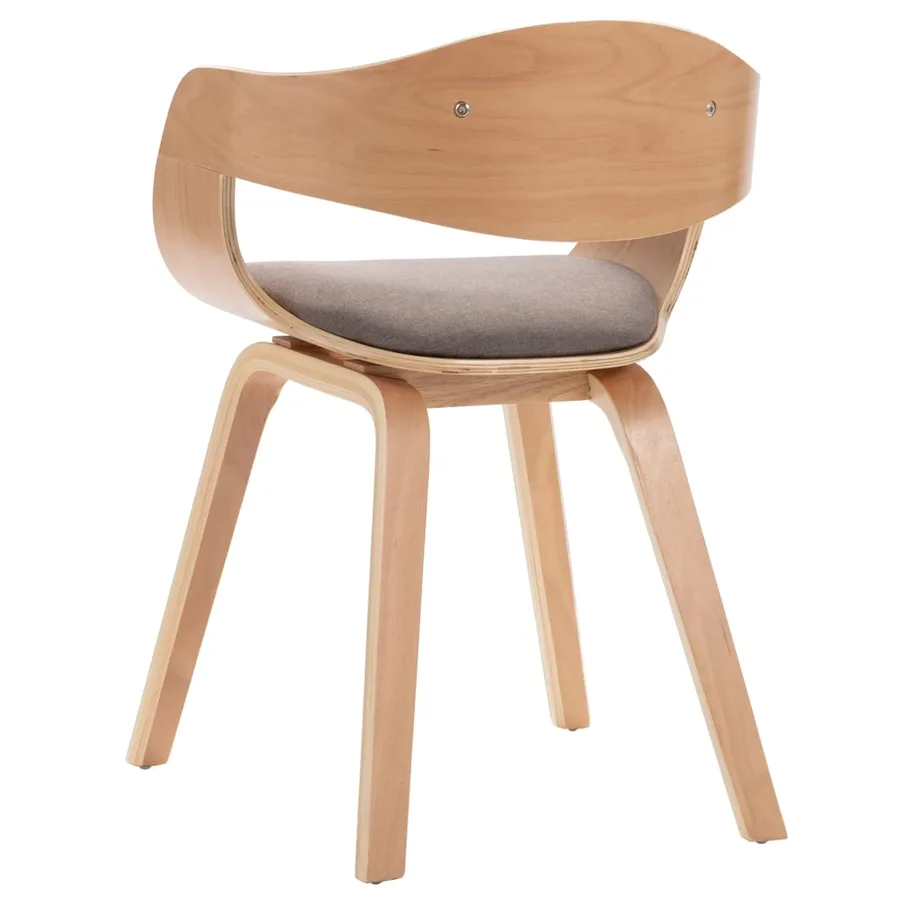 Chaises à manger lot de 6 bois courbé et tissu taupe - 6