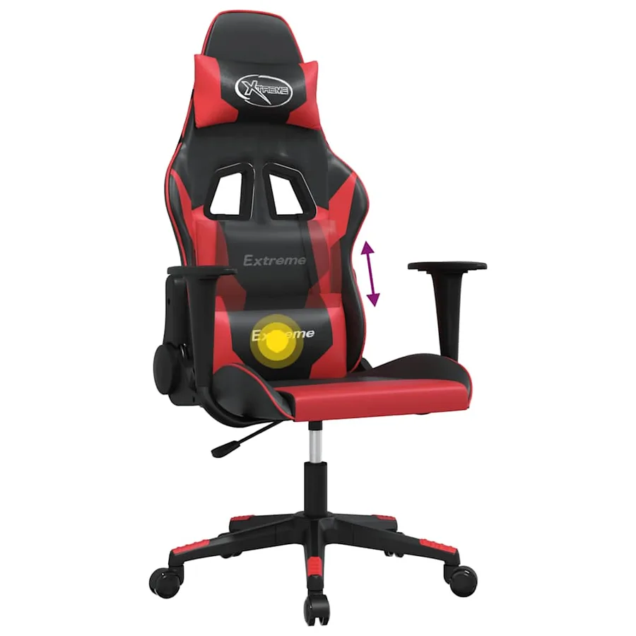 Chaise de jeu de massage Noir et rouge Similicuir - 5