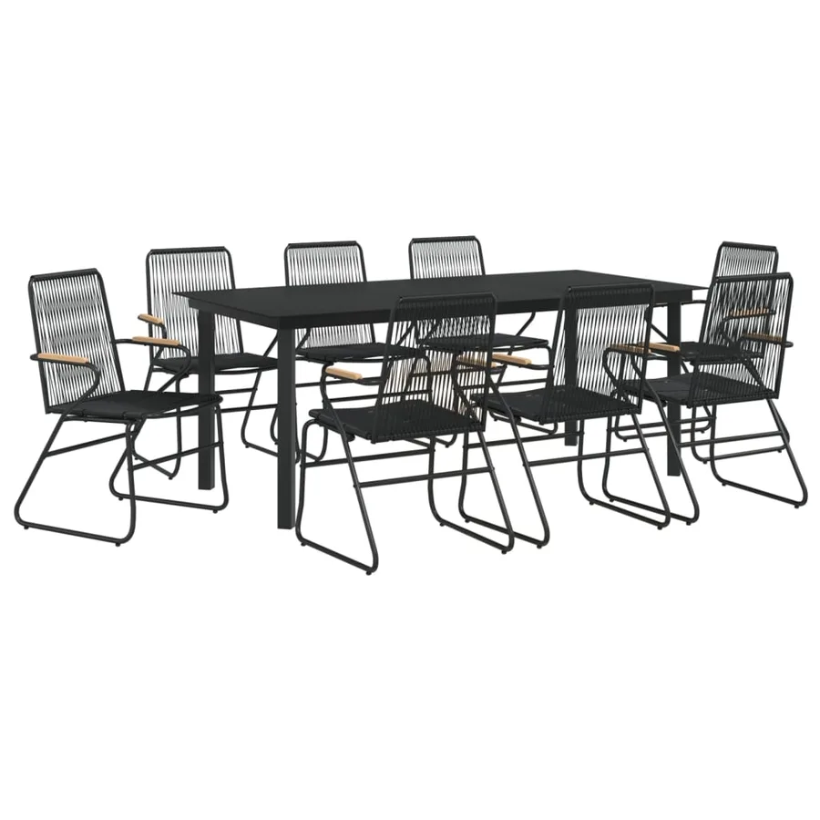 Ensemble à manger de jardin 9 pcs noir rotin PVC - 3