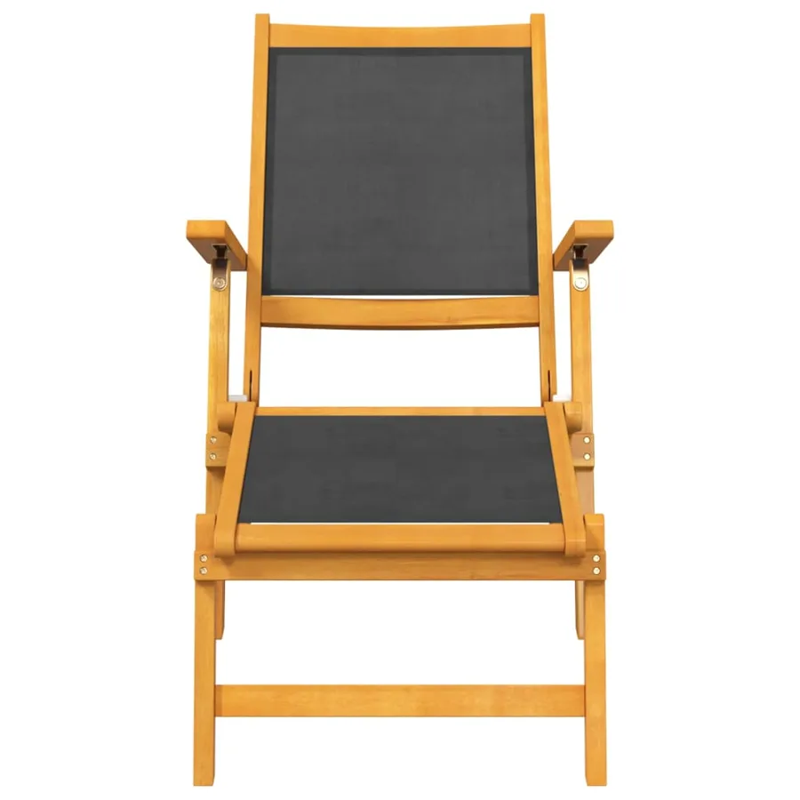 Chaises longues d'extérieur et table Acacia massif et textilène - 4