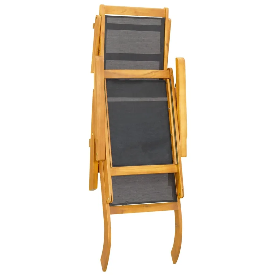Chaises longues d'extérieur et table Acacia massif et textilène - 5