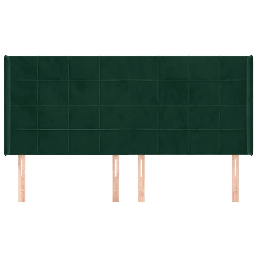 Tête de lit avec oreilles Vert foncé 183x16x118/128 cm Velours - 3
