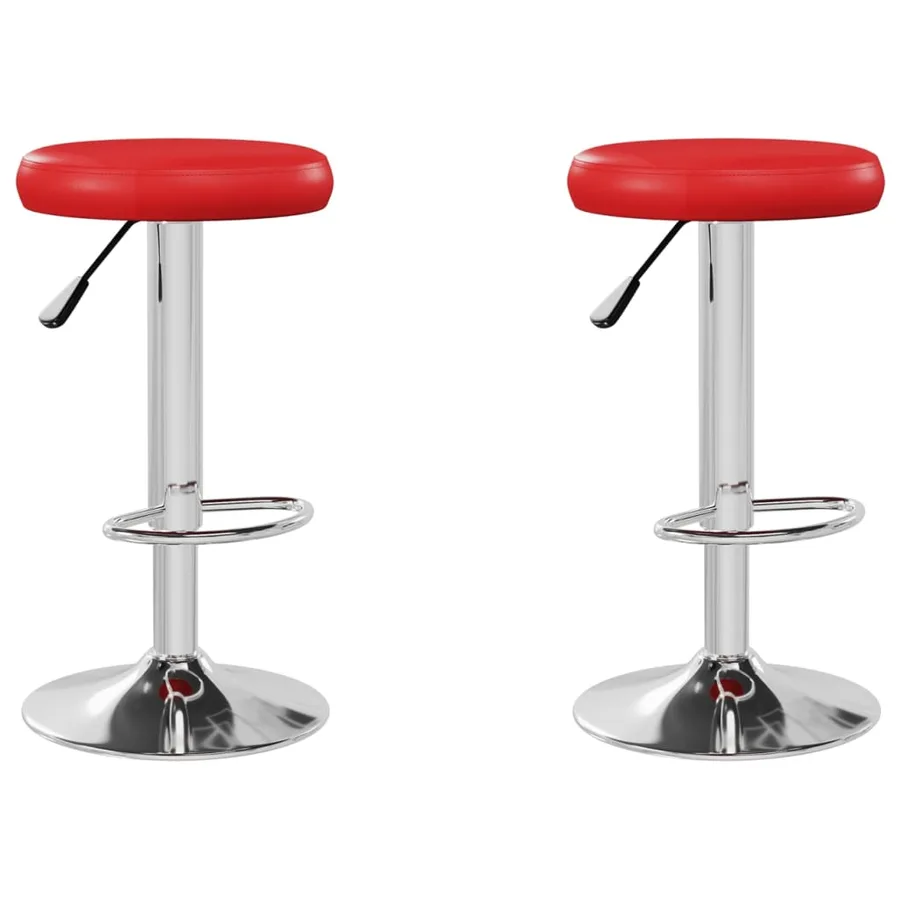 Tabourets de bar lot de 2 rouge similicuir - 2