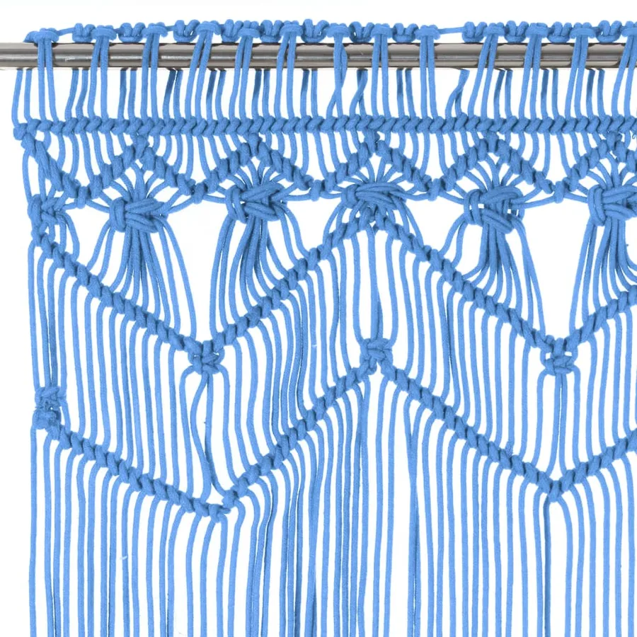 Rideau en macramé Bleu 140x240 cm Coton - 3