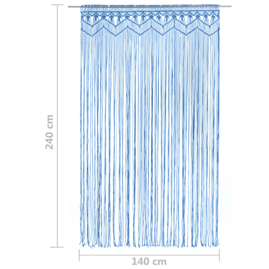 Rideau en macramé Bleu 140x240 cm Coton - 5