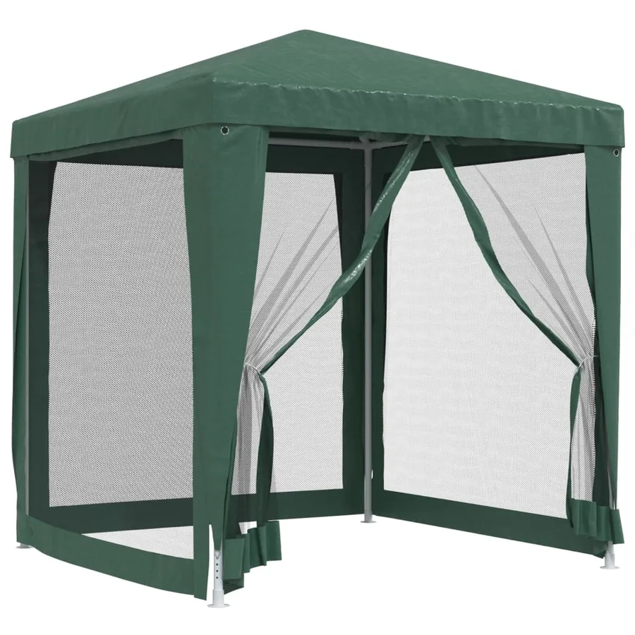 Tente de fête avec 4 parois latérales en maille Vert 2x2 m PEHD - 2