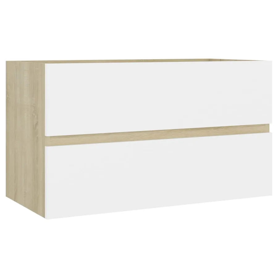 Ensemble de meubles de bain Blanc et chêne sonoma Aggloméré - 11