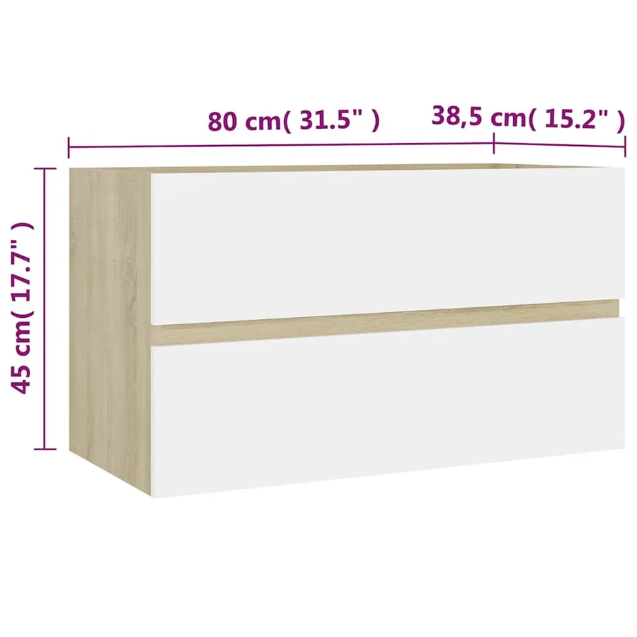 Ensemble de meubles de bain Blanc et chêne sonoma Aggloméré - 18