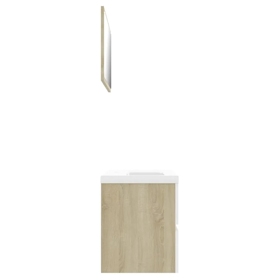 Ensemble de meubles de bain Blanc et chêne sonoma Aggloméré - 5