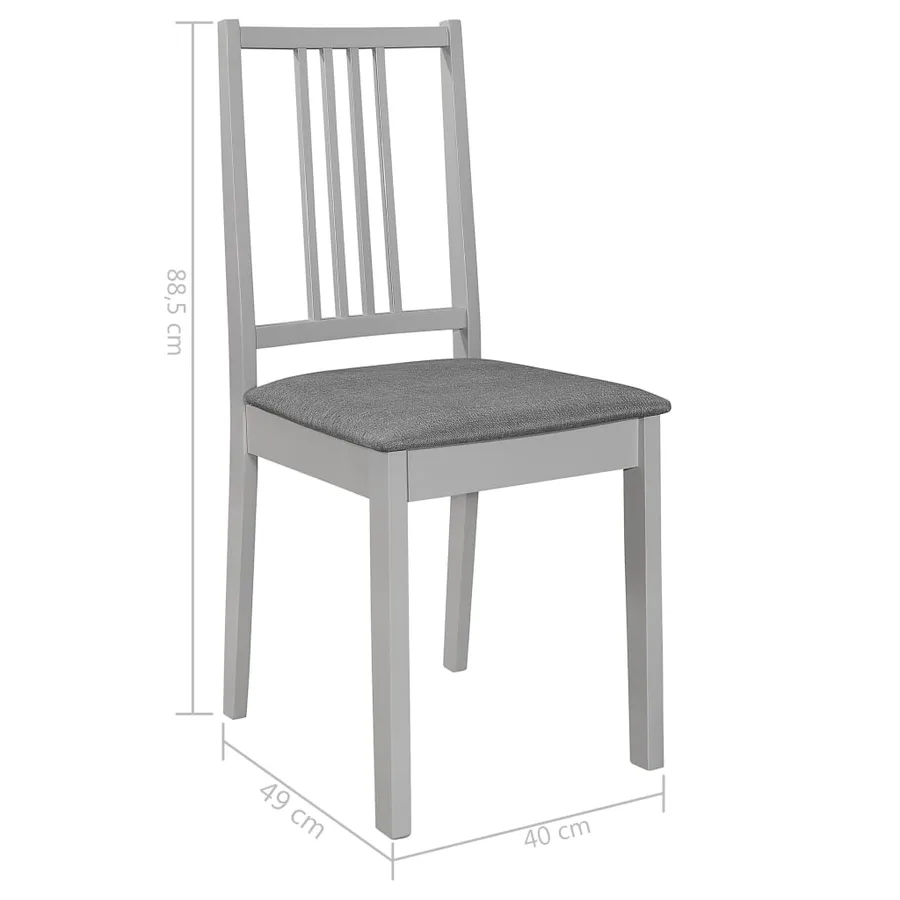 Chaises à manger avec coussins lot de 2 gris bois solide - 7