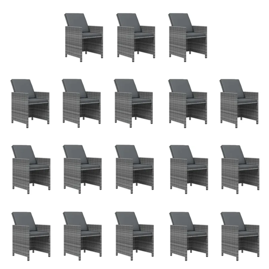 Ensemble à manger de jardin coussins 19 pcs Gris Résine tressée - 4
