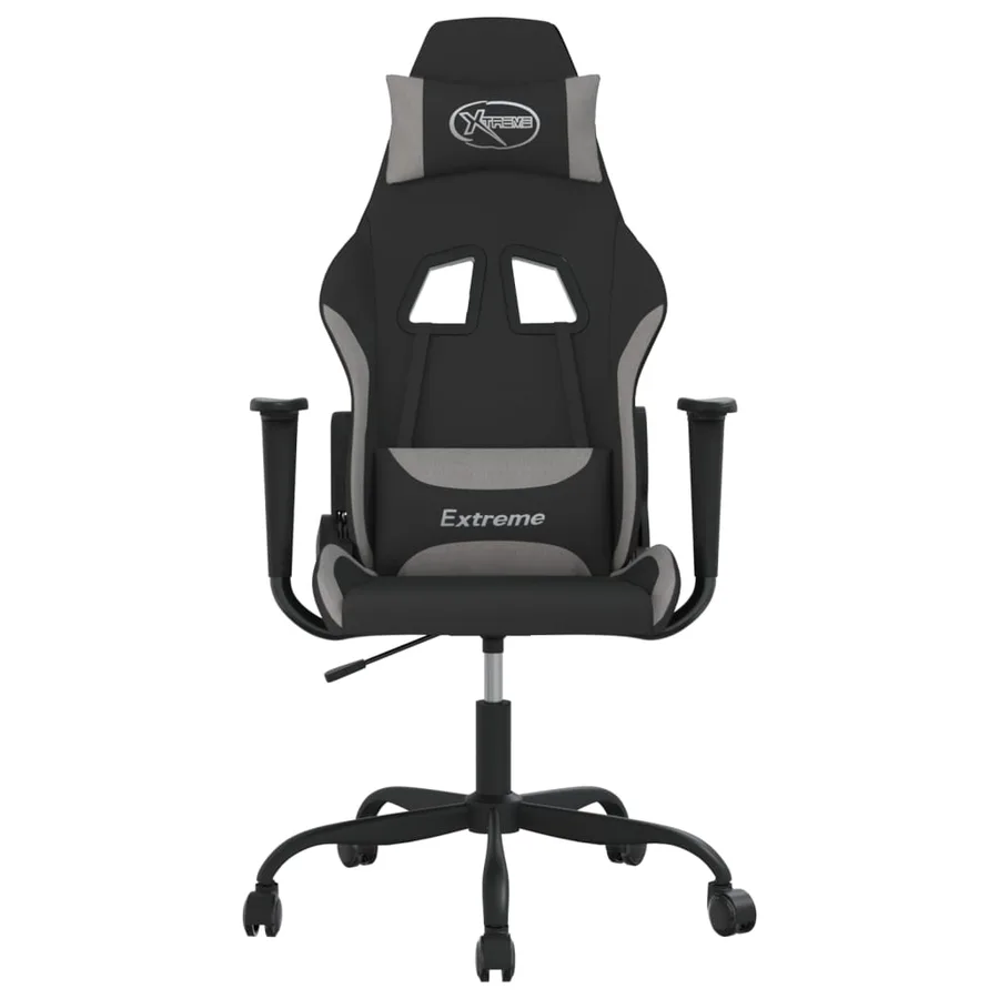 Chaise de jeu Noir et gris clair Tissu - 3