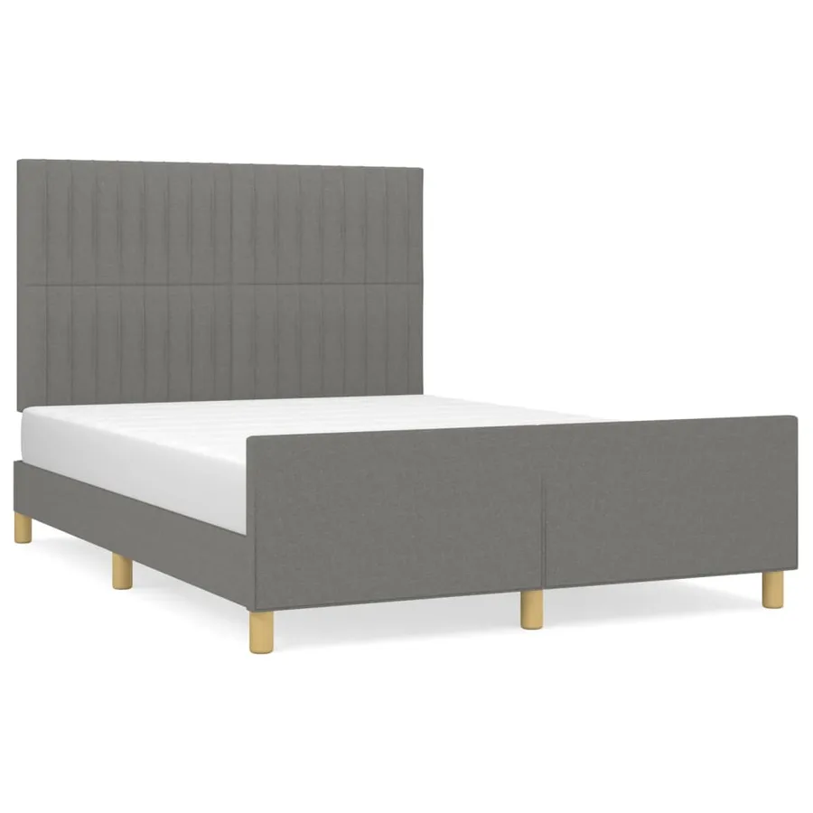 Cadre de lit sans matelas gris foncé 140x200 cm tissu - 2