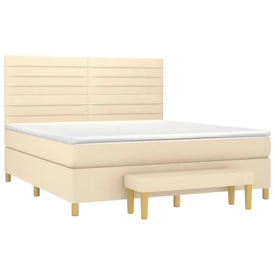Sommier à lattes de lit avec matelas Crème 160x200 cm Tissu - 3
