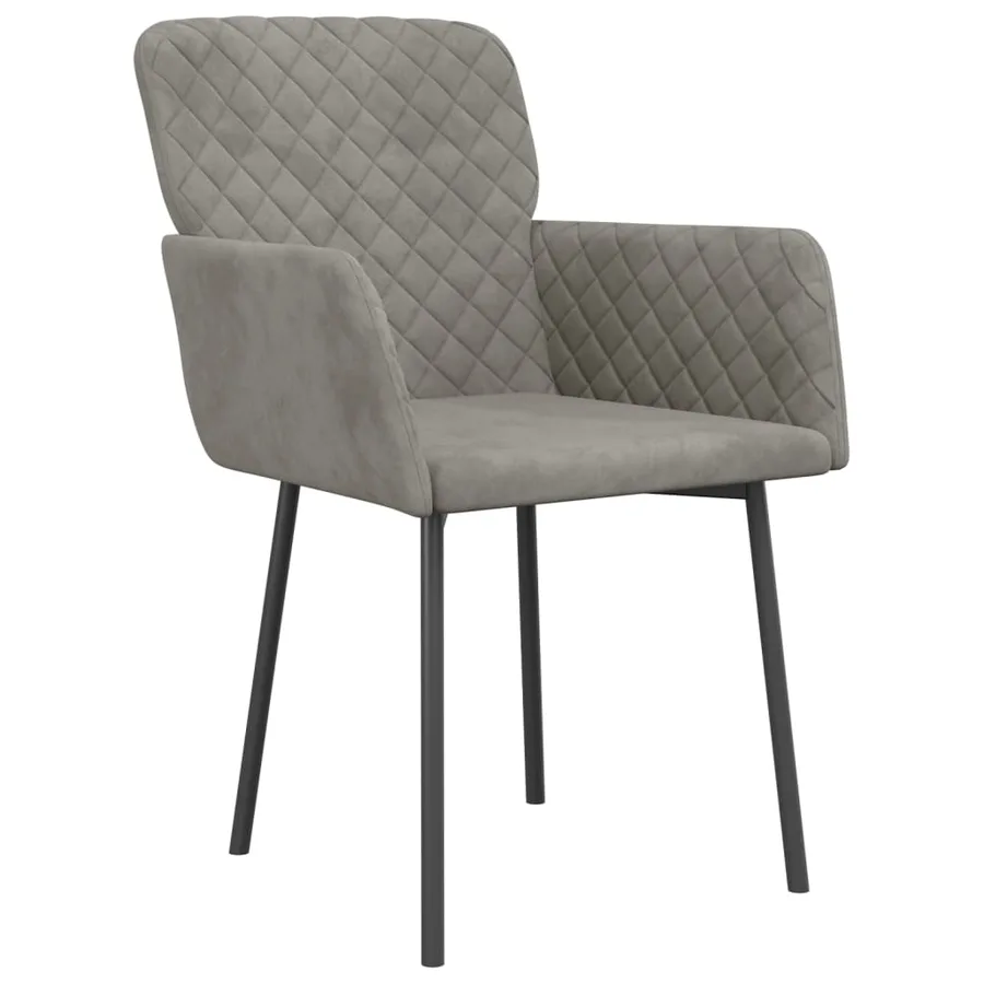 Chaises à manger lot de 2 Gris clair Velours - 3
