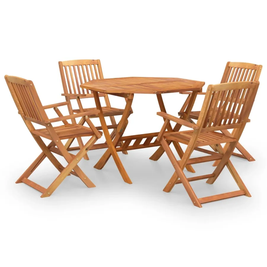 Ensemble à manger de jardin 5 pcs Bois d'acacia solide - 2