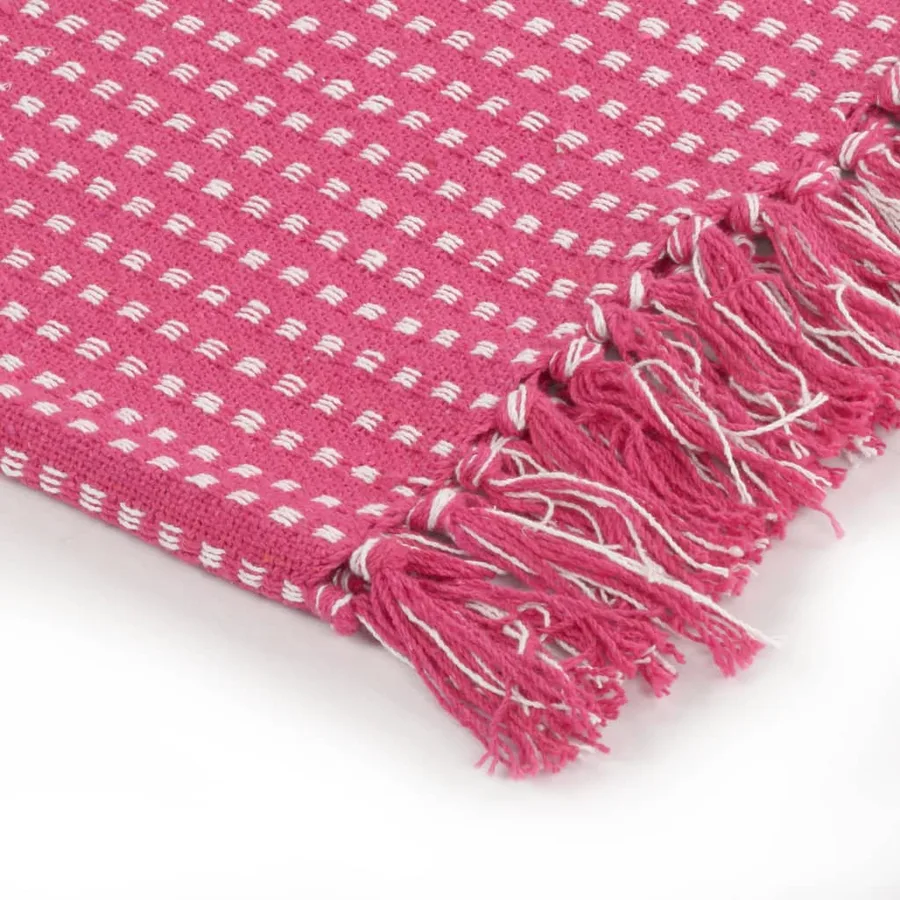 Couverture coton à carrés 125x150 cm Rose - 4