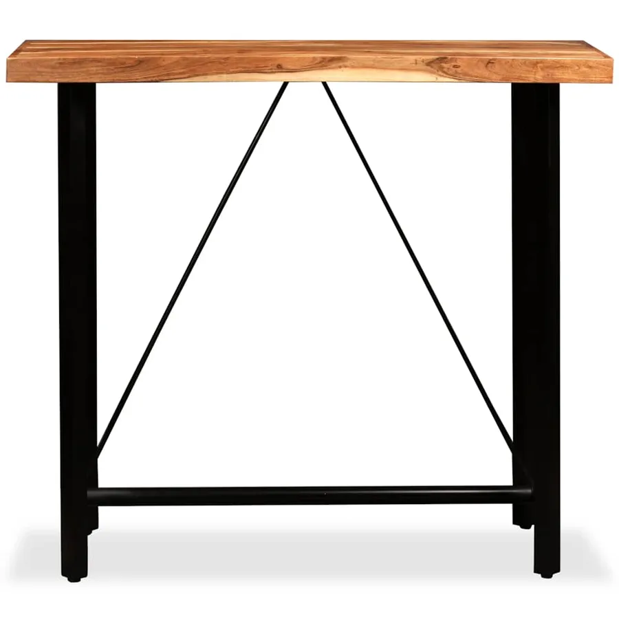 Ensemble de bar 5 pcs Bois d'acacia massif et cuir véritable - 3