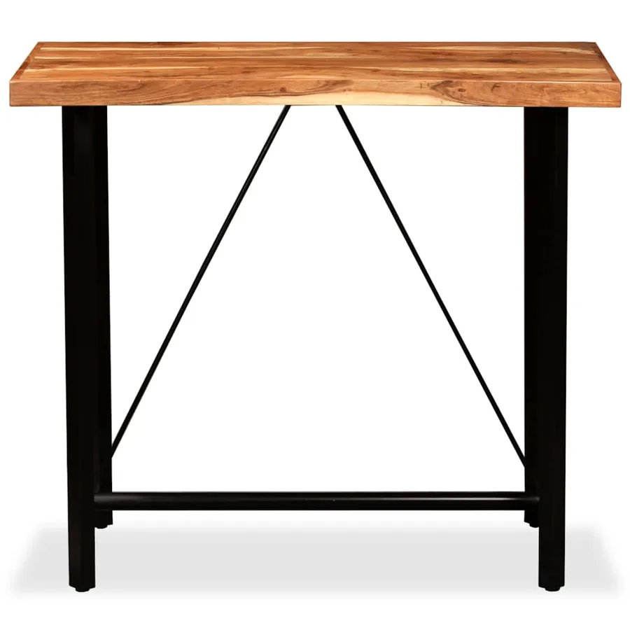 Ensemble de bar 5 pcs Bois d'acacia massif et cuir véritable - 6