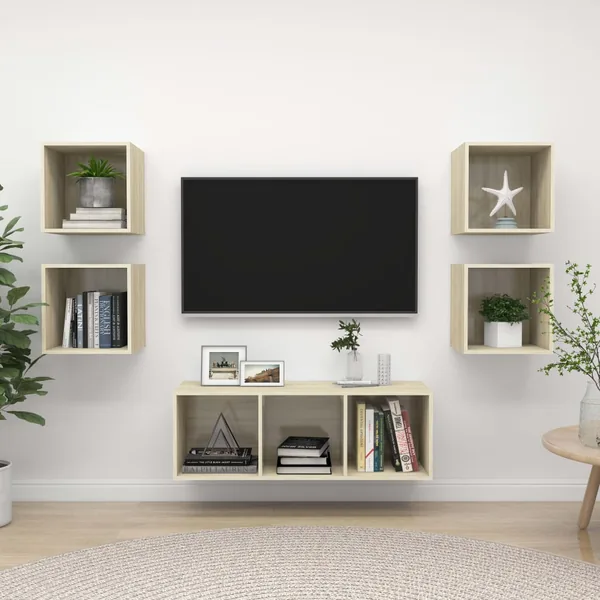 Ensemble de meubles TV 5 pcs Chêne sonoma Bois d'ingénierie