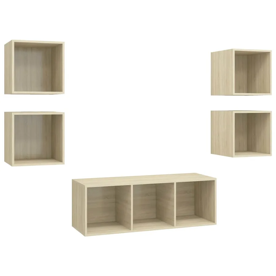 Ensemble de meubles TV 5 pcs Chêne sonoma Bois d'ingénierie - 2