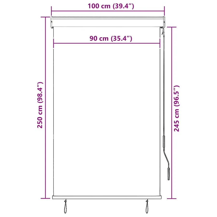 Store roulant d'extérieur 100 x 250 cm Crème - 9