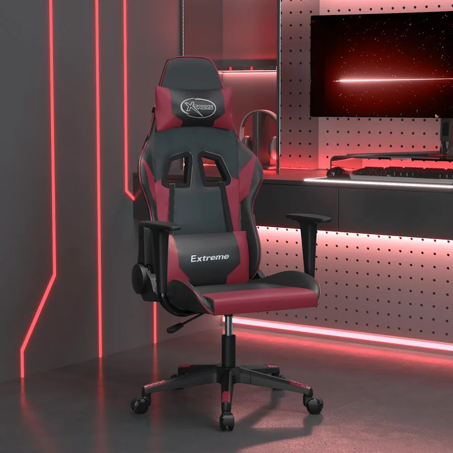 Chaise de jeu de massage Noir et rouge bordeaux Similicuir
